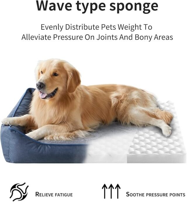 Orthopedic Dog Beds for Medium Dogs, Durable Egg Crate Foam Sofa Dog Bed wit Washable Removable Cover,Waterproof Lining,Pet Bed for Large Dogs (Navy Blue, 26.4" L x 21.7" W x 6.2" Th) - Image 6