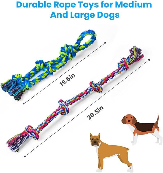 Feeko Heavy Duty Dog Rope Toys for Large Breed Aggressive Chewers, 2 Pack Indestructible Teeth Cleaning Tug of War Toy - Image 4