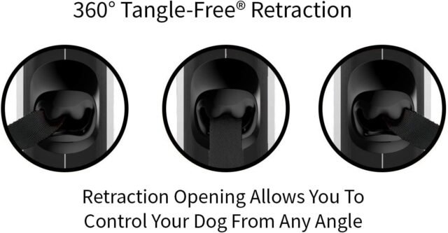TUG 360° Tangle-Free Retractable Dog Leash | 16 ft Strong Nylon Tape | One-Handed Brake, Pause, Lock (Medium, White) - Image 2