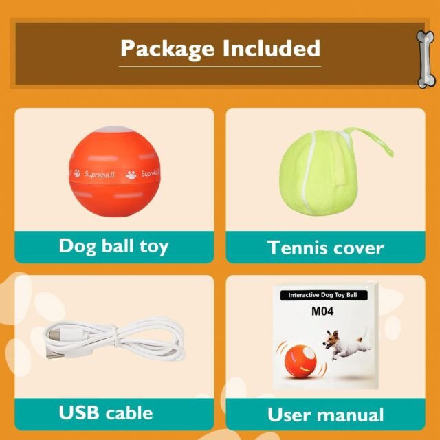 PetDroid Interactive Dog Toys Dog Ball,[2025 Newly Upgraded] Durable Motion Activated Automatic Rolling Ball Toys for/Small/Medium/Large Dogs,USB Rechargeable (Orange) - Image 2