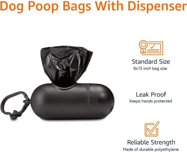 Amazon Basics Dog Poop Bags with Dispenser, 300 Count, Enhanced for Guaranteed Leakproof, Unscented, Includes Leash Clip - Image 2
