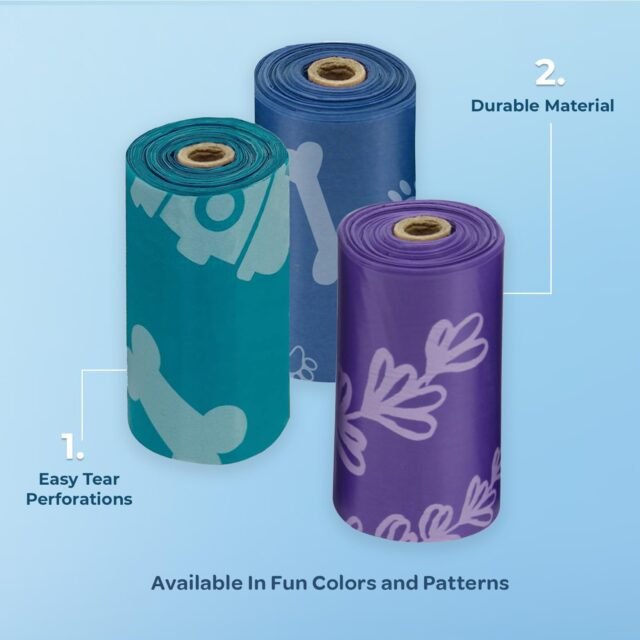 Best Pet Supplies Dog Poop Bags for Waste (150 Bags) Refuse Cleanup, Doggy Roll Replacements for Outdoor Puppy Walking and Travel, Leak Proof and Tear Resistant, Thick Plastic - Assorted Colors - Image 4