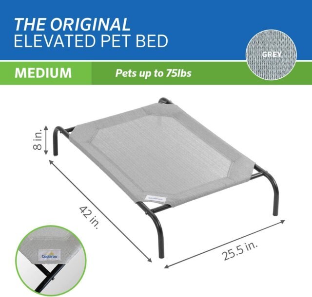 Coolaroo Original Elevated Dog Bed - Breathable Off-The-Ground Pet Bed with Cooling Fabric, Joint Relief & Moisture-Resistant Fabric, 100% Recyclable, Easy Clean, Grey, Medium - Image 4