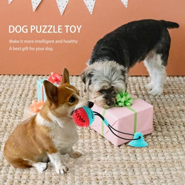 Dog Toys Dog Chew Toys for Aggressive chewers, Puppy Dog Training Treats Teething Rope Toys for Boredom Dog Puzzle Treat Food Dispensing Ball Toys for Puppies Teething (Blue) - Image 4