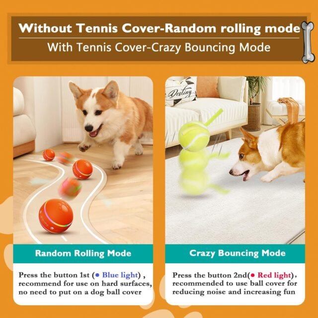 PetDroid Interactive Dog Toys Dog Ball,[2025 Newly Upgraded] Durable Motion Activated Automatic Rolling Ball Toys for/Small/Medium/Large Dogs,USB Rechargeable (Orange) - Image 5