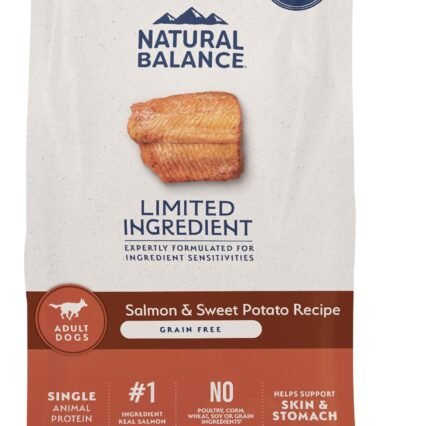 Natural Balance Limited Ingredient Adult Grain-Free Dry Dog Food, Salmon & Sweet Potato Recipe, 24 Pound (Pack of 1)