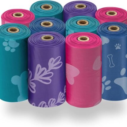 Best Pet Supplies Dog Poop Bags for Waste (150 Bags) Refuse Cleanup, Doggy Roll Replacements for Outdoor Puppy Walking and Travel, Leak Proof and Tear Resistant, Thick Plastic - Assorted Colors