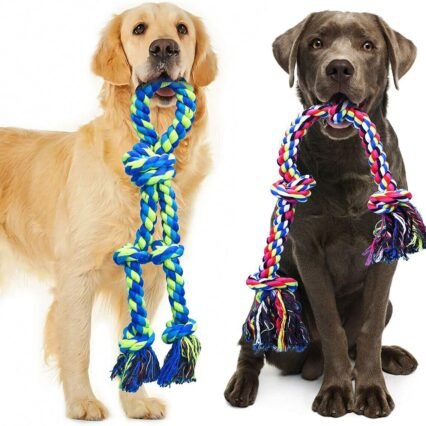 Feeko Heavy Duty Dog Rope Toys for Large Breed Aggressive Chewers, 2 Pack Indestructible Teeth Cleaning Tug of War Toy