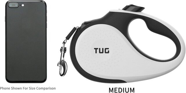 TUG 360° Tangle-Free Retractable Dog Leash | 16 ft Strong Nylon Tape | One-Handed Brake, Pause, Lock (Medium, White) - Image 4