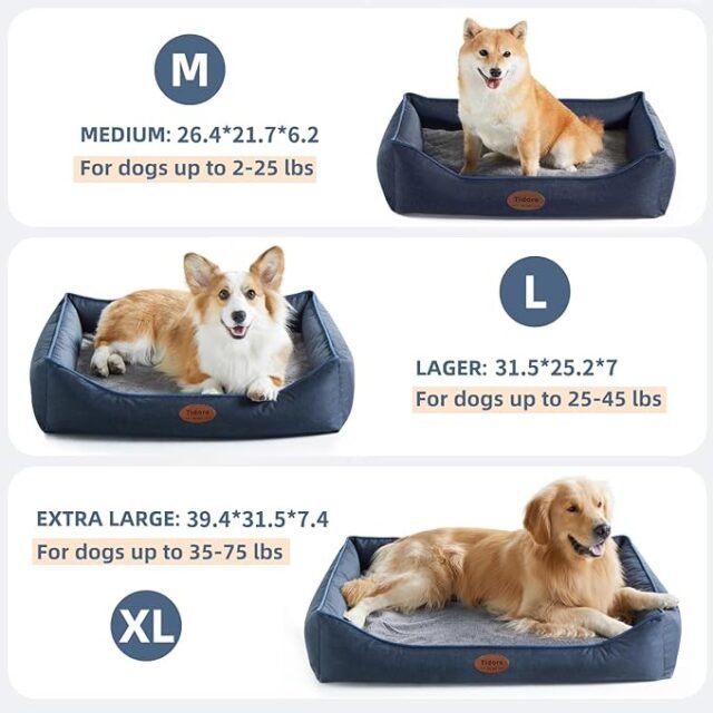 Orthopedic Dog Beds for Medium Dogs, Durable Egg Crate Foam Sofa Dog Bed wit Washable Removable Cover,Waterproof Lining,Pet Bed for Large Dogs (Navy Blue, 26.4" L x 21.7" W x 6.2" Th) - Image 2