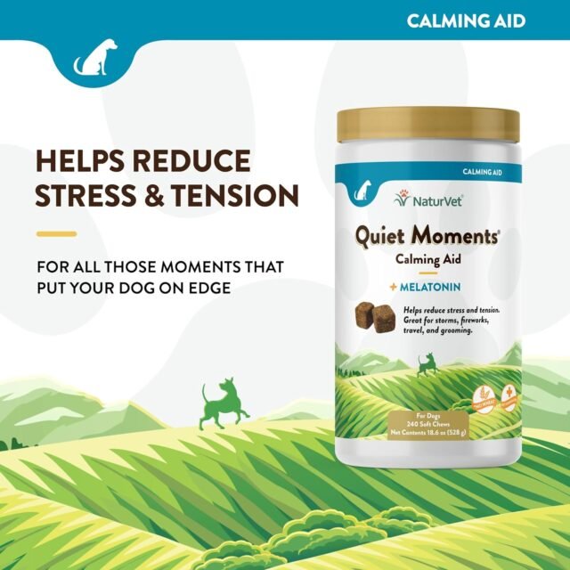 NaturVet Quiet Moments Calming Aid Melatonin Dog Supplement – Helps Reduce Stress in Dogs – for Pet Storm Anxiety, Fireworks, Motion Sickness, Grooming, Separation, Travel – 240 Ct. Chews - Image 5