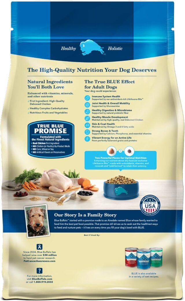 Blue Buffalo Life Protection Formula Adult Dry Dog Food, Helps Build and Maintain Strong Muscles, Made with Natural Ingredients, Chicken & Brown Rice Recipe, 30-lb. Bag - Image 5