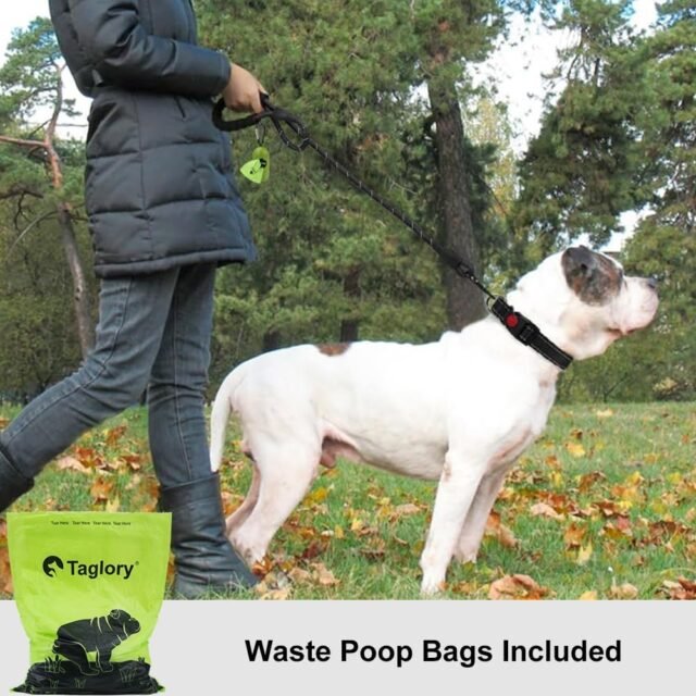 Taglory Rope Dog Leash 6 FT with Comfortable Padded Handle, Highly Reflective Threads Leash for Medium Large Dogs, 1/2 inch, Black - Image 6