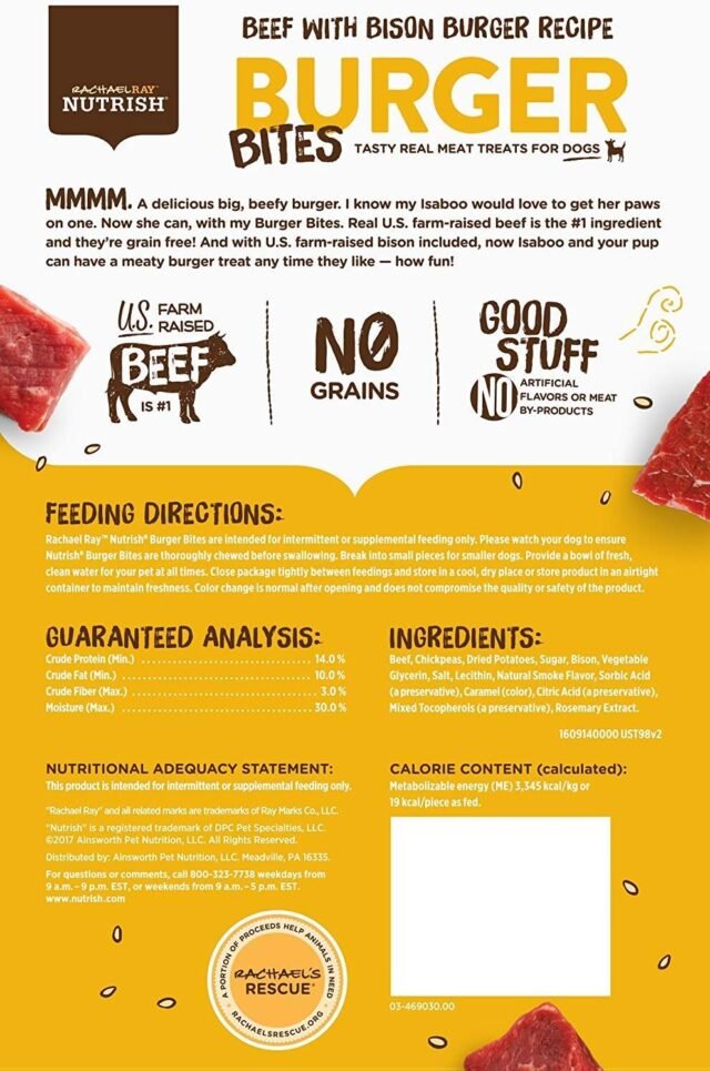 Rachael Ray Nutrish Burger Bites Beef Recipe With Bison Dog Treats, 12 oz. Pouch - Image 3