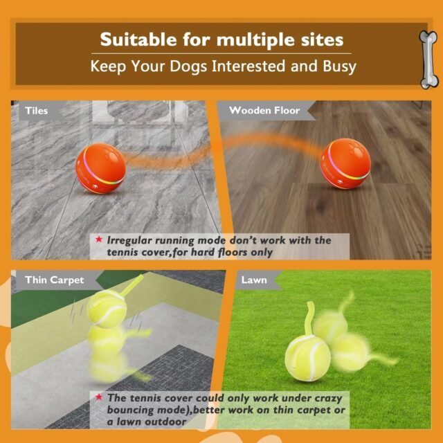 PetDroid Interactive Dog Toys Dog Ball,[2025 Newly Upgraded] Durable Motion Activated Automatic Rolling Ball Toys for/Small/Medium/Large Dogs,USB Rechargeable (Orange) - Image 6