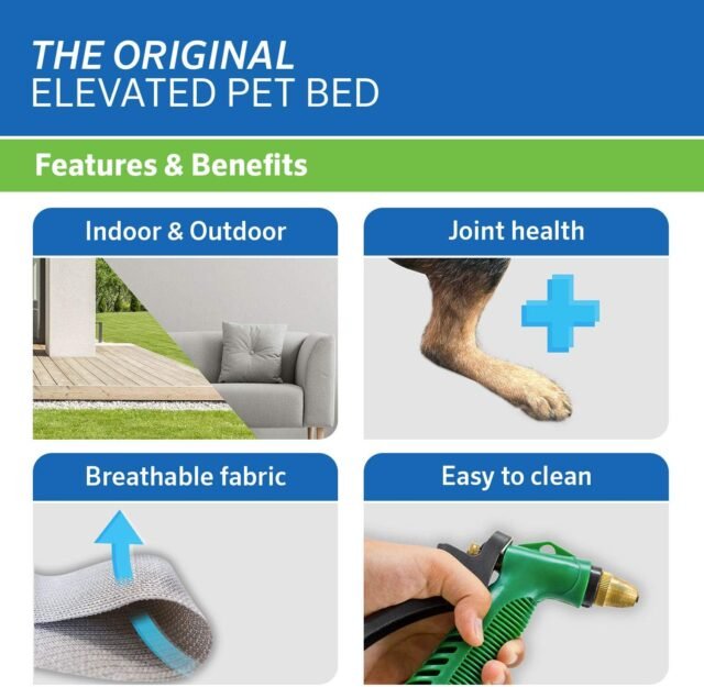 Coolaroo Original Elevated Dog Bed - Breathable Off-The-Ground Pet Bed with Cooling Fabric, Joint Relief & Moisture-Resistant Fabric, 100% Recyclable, Easy Clean, Grey, Medium - Image 6
