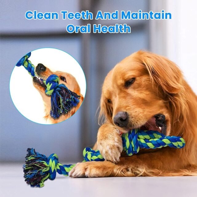 Feeko Heavy Duty Dog Rope Toys for Large Breed Aggressive Chewers, 2 Pack Indestructible Teeth Cleaning Tug of War Toy - Image 3