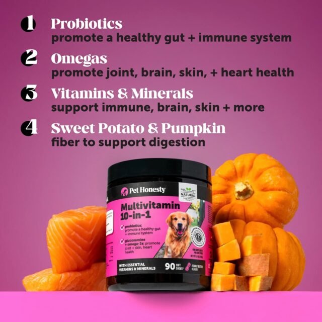 Multivitamin Dog Supplement, Glucosamine chondroitin for Dogs, Probiotics, Omega Fish Oil, Dog Supplements & Vitamins, Vitamins for Skin and Coat Allergies, (Peanut Butter 90 ct) - Image 9