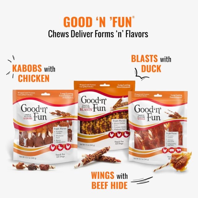 Good ‘n’ Fun Triple Flavor Wings Chews for All Dogs, 12 Ounces, Treat Your Dog to Long-Lasting Chews Made with Chicken, Pork Hide and Beef Hide - Image 4