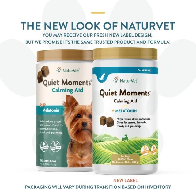 NaturVet Quiet Moments Calming Aid Melatonin Dog Supplement – Helps Reduce Stress in Dogs – for Pet Storm Anxiety, Fireworks, Motion Sickness, Grooming, Separation, Travel – 240 Ct. Chews - Image 6