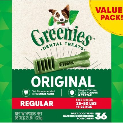 Greenies Original Regular Dental Dog Treats, 36 oz. Pouch (36 Treats)