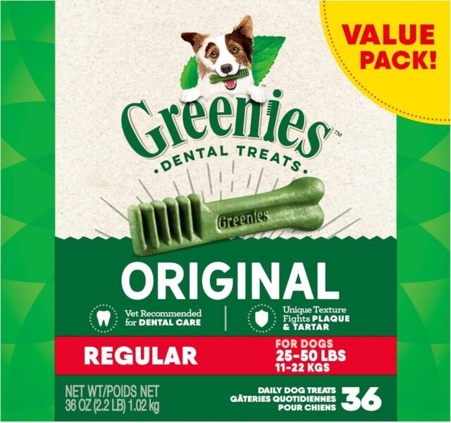 Greenies Original Regular Dental Dog Treats, 36 oz. Pouch (36 Treats)