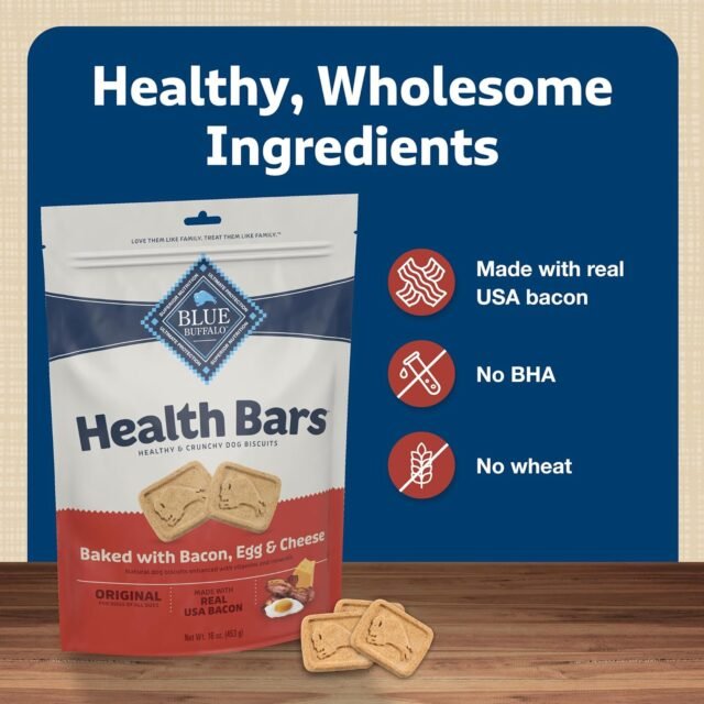 Blue Buffalo Health Bars Crunchy Dog Biscuits, Oven-Baked With Natural Ingredients, Bacon, Egg & Cheese , 16-oz Bag - Image 4