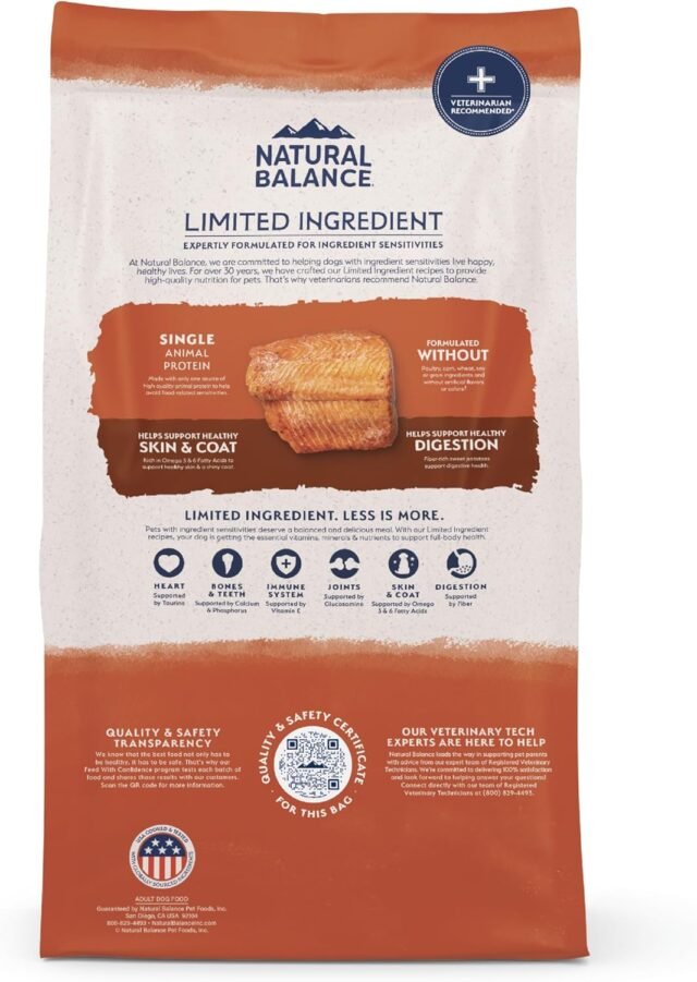 Natural Balance Limited Ingredient Adult Grain-Free Dry Dog Food, Salmon & Sweet Potato Recipe, 24 Pound (Pack of 1) - Image 3